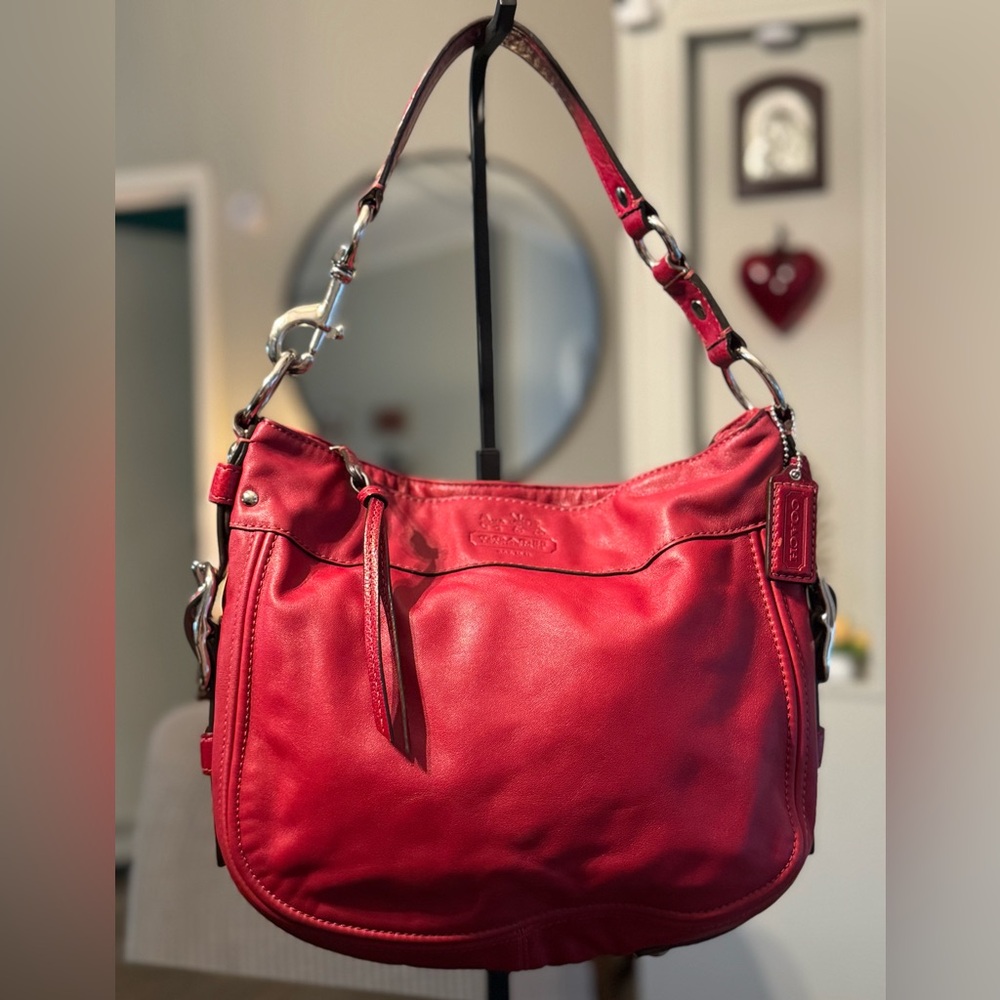 Coach Red Leather Zoe Hobo shoulder bag
